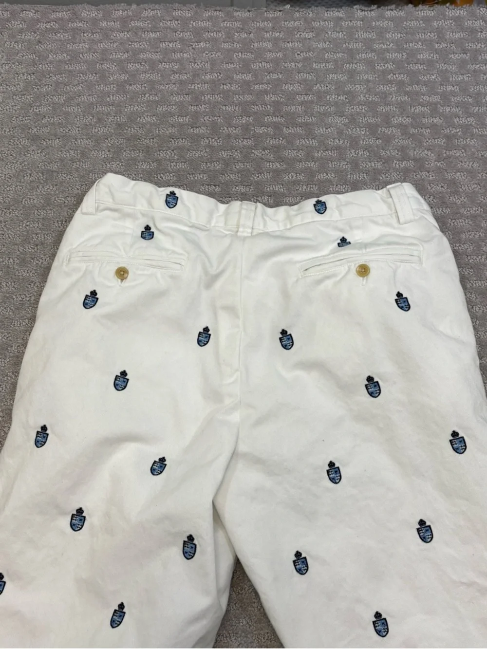Polo Ralph‎ Lauren Straight Fit Chino Pants Embroidered Shields 32 X 30 White